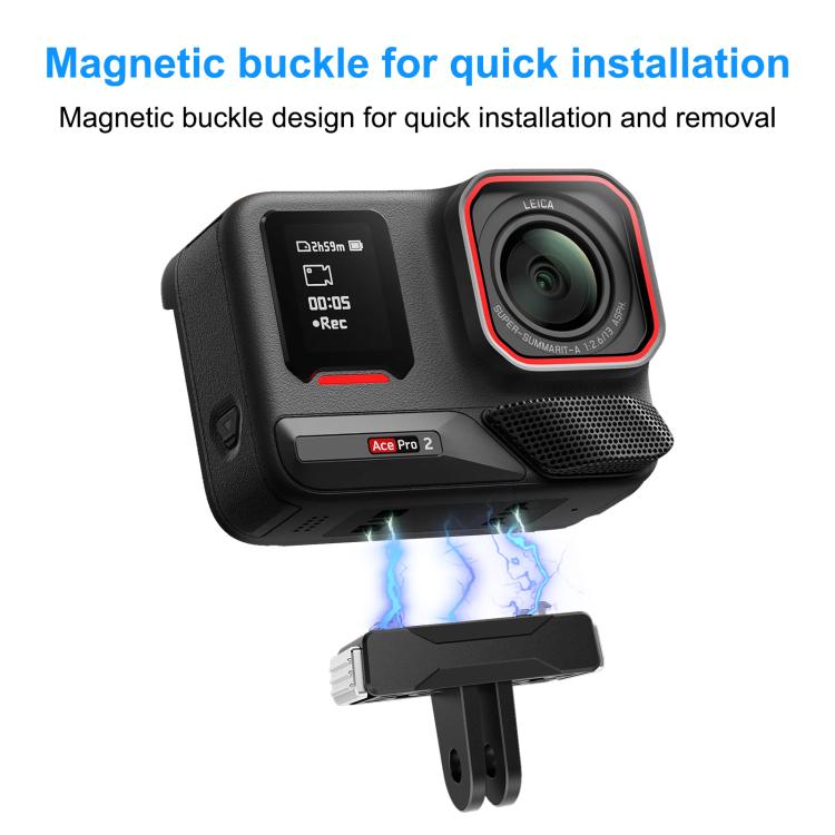 For Insta360 X5 / Ace Pro / Ace Pro 2 PULUZ Magnetic Quick Release Base Mount (Black) - free shipping - PMC TechLife - Order now!