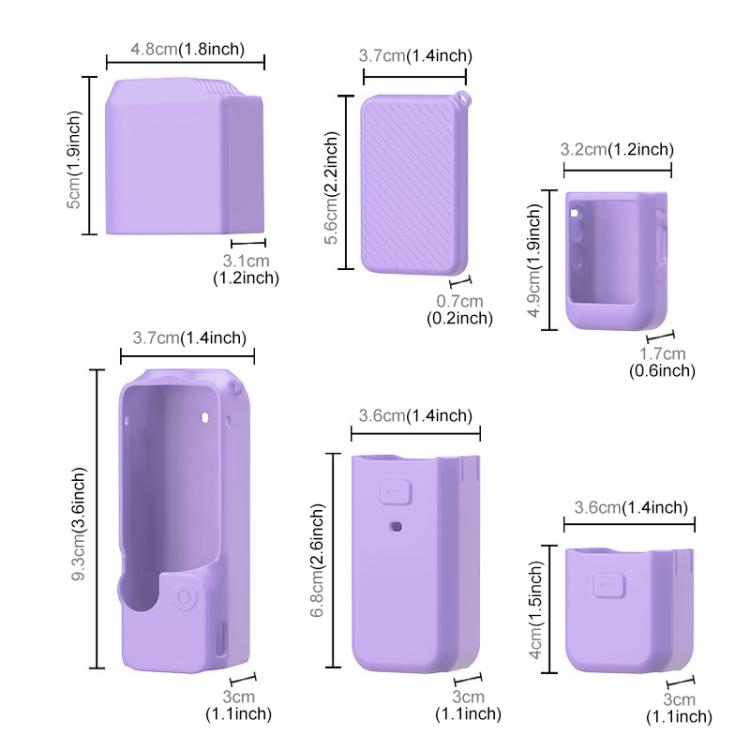 For DJI OSMO Pocket 3 PULUZ 6 in 1 Body Lens Handle Screen Mic Silicone TPU Cover (Purple) - free shipping - PMC TechLife - Order now!