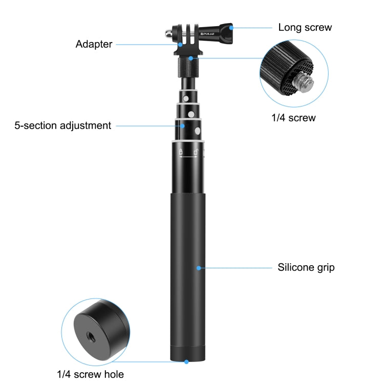 PULUZ 70cm Metal Selfie Stick Monopod with Invisible Adapter Base & Screw for Insta360 One RS / X2 / X3 / DJI Osmo 360 - free shipping - PMC TechLife - Order now!