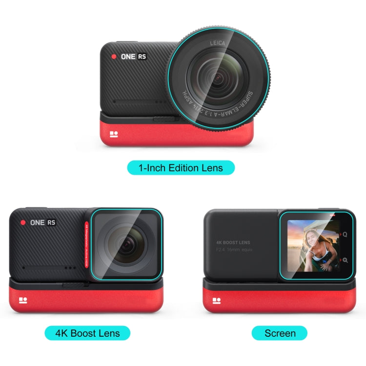 For Insta360 One RS PULUZ 3 in 1 Screen + 4K Lens + Leica Lens Tempered Glass Film(Transparent) - Protective Film & Stickers by PULUZ | Online Shopping South Africa | PMC TechLife | Buy Now Pay Later Mobicred