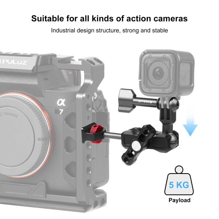 PULUZ Magic Arm Multi-way Ball  Aluminum Alloy Mount (Black) - Stand Bracket by PULUZ | Online Shopping South Africa | PMC TechLife | Buy Now Pay Later Mobicred