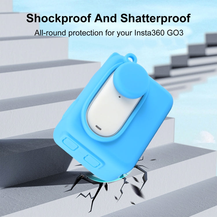 For Insta360 GO 3 PULUZ Camera Charging Case Silicone Case with Lens Cap & Strap (Blue) - Case & Bags by PULUZ | Online Shopping South Africa | PMC TechLife | Buy Now Pay Later Mobicred