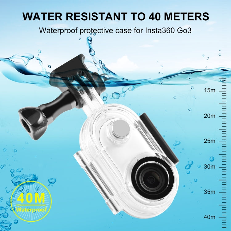 For Insta360 GO 3 / GO 3S PULUZ 40m Underwater Waterproof Housing Case with Base Adapter & Screw (Transparent) - Case & Bags by PULUZ | Online Shopping South Africa | PMC TechLife | Buy Now Pay Later Mobicred