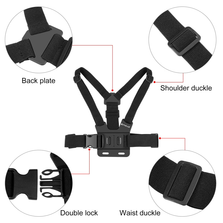 PULUZ  5 in 1 Adjustable Body Mount Belt Chest Strap with Phone Clamp & J Hook Mount & Long Screw Kit - Chest Belt by PULUZ | Online Shopping South Africa | PMC TechLife | Buy Now Pay Later Mobicred