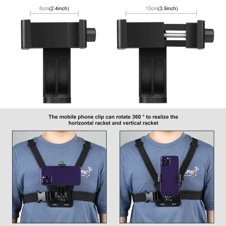 PULUZ  5 in 1 Adjustable Body Mount Belt Chest Strap with Phone Clamp & J Hook Mount & Long Screw Kit - Chest Belt by PULUZ | Online Shopping South Africa | PMC TechLife | Buy Now Pay Later Mobicred