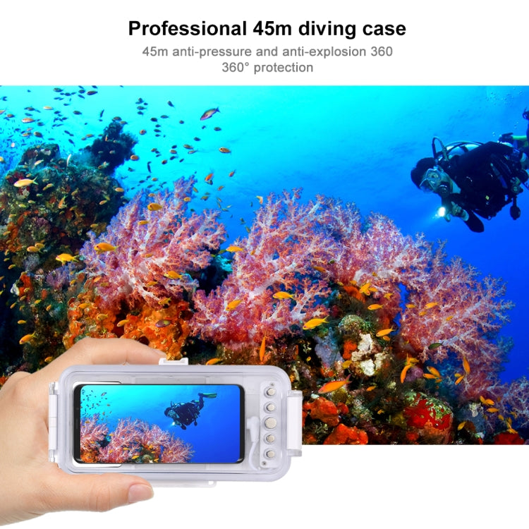 PULUZ 45m/147ft Waterproof Diving Case Photo Video Taking Underwater Housing Cover for iPhone 16 / 16 Pro / 15 / 15 Pro, Galaxy, Huawei, Xiaomi, Google Android OTG Smartphones with Type-C Port(White) - free shipping - PMC TechLife - Order now!
