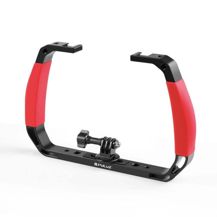 PULUZ Dual Silicone Handles Aluminium Alloy Underwater Diving Rig for GoPro, DJI OSMO Action, Insta360 and Other Action Cameras (Red) - free shipping - PMC TechLife - Order now!