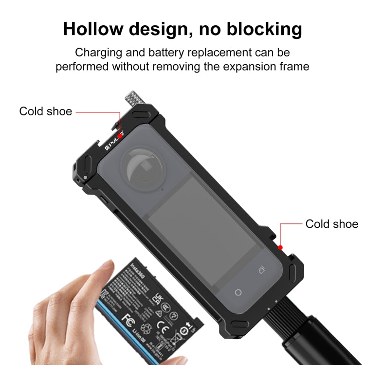 For Insta360 X4 PULUZ Metal Protective Cage Rig Housing Frame with Expand Cold Shoe Base & Tripod Adapter (Black) - Mount & Holder by PULUZ | Online Shopping South Africa | PMC TechLife | Buy Now Pay Later Mobicred