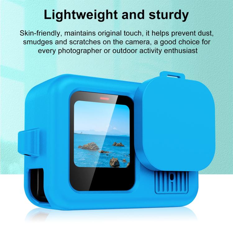 For GoPro HERO13 Black PULUZ Silicone Protective Case Cover with Wrist Strap & Lens Cover (Blue) - free shipping - PMC TechLife - Order now!