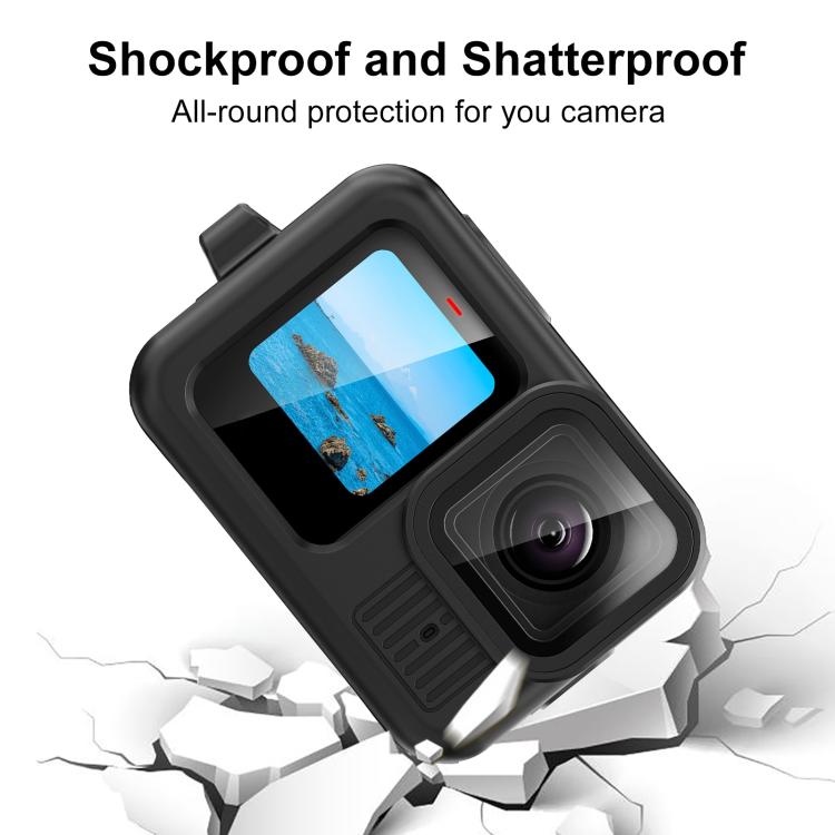For GoPro HERO13 Black PULUZ Silicone Protective Case Side Interface Cover with Wrist Strap & Lens Cover (Black) - Silicone Cases by PULUZ | Online Shopping South Africa | PMc TechLife | Buy Now Pay Later Mobicred