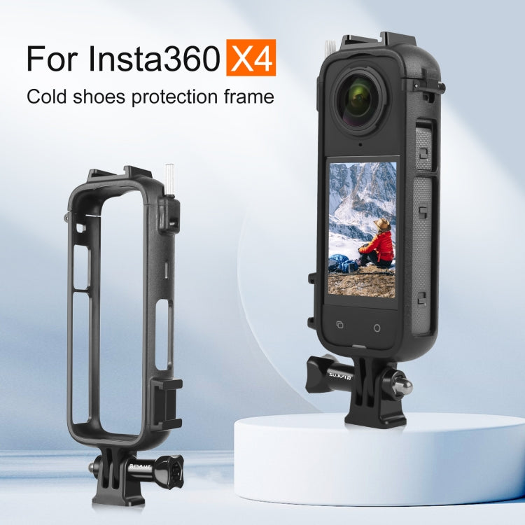 For Insta360 X4 PULUZ Cold Shoe PC Plastic Protective Frame with Adapter Mount & Screw (Black) - Mount & Holder by PULUZ | Online Shopping South Africa | PMC TechLife | Buy Now Pay Later Mobicred