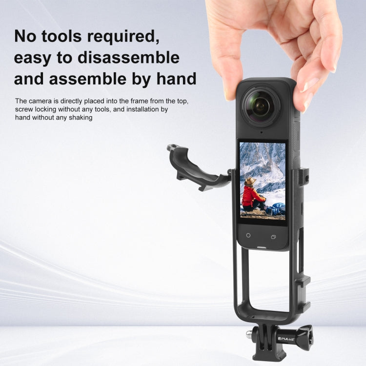 For Insta360 X4 PULUZ Cold Shoe PC Plastic Protective Frame with Adapter Mount & Screw (Black) - Mount & Holder by PULUZ | Online Shopping South Africa | PMC TechLife | Buy Now Pay Later Mobicred