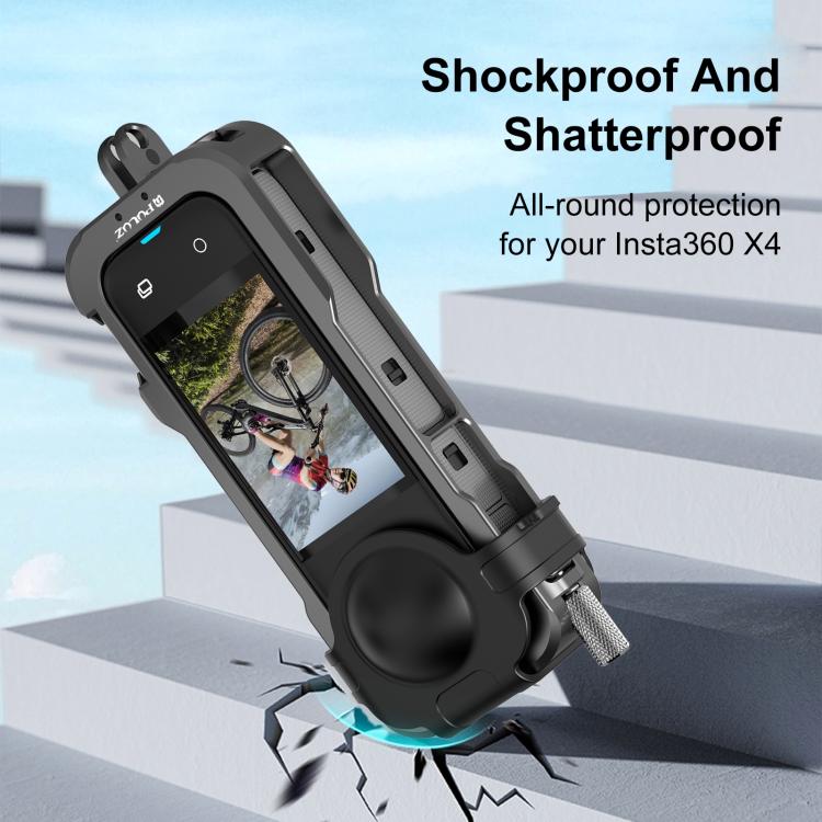 For Insta360 X4 PULUZ Metal Protective Cage Rig Housing Frame with Lens Cover (Black) - free shipping - PMC TechLife - Order now!