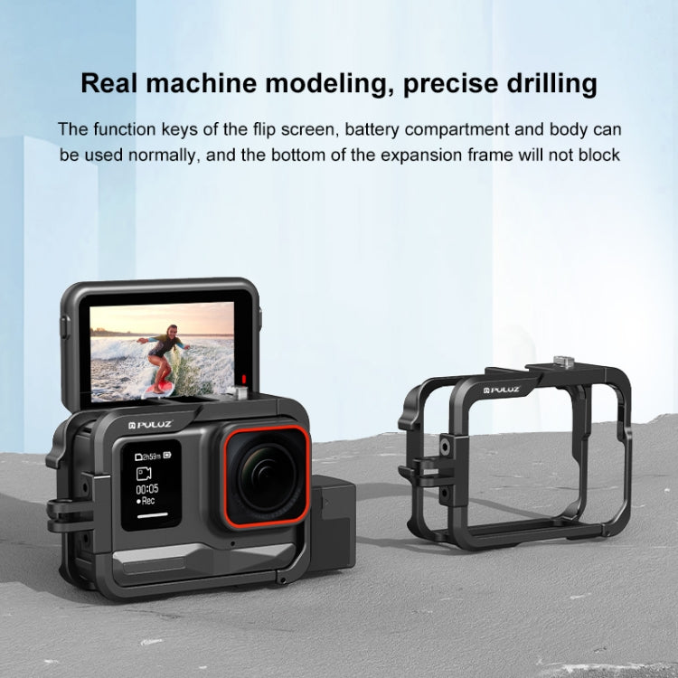 For Insta360 Ace Pro PULUZ Metal Protective Cage Adapter Frame (Black) - Mount & Holder by PULUZ | Online Shopping South Africa | PMC TechLife | Buy Now Pay Later Mobicred