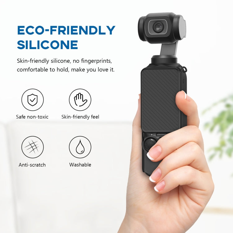 For DJI OSMO Pocket 3 PULUZ  2 in 1 Silicone Cover Case Set with Strap (Black) - Case & Bags by PULUZ | Online Shopping South Africa | PMC TechLife | Buy Now Pay Later Mobicred