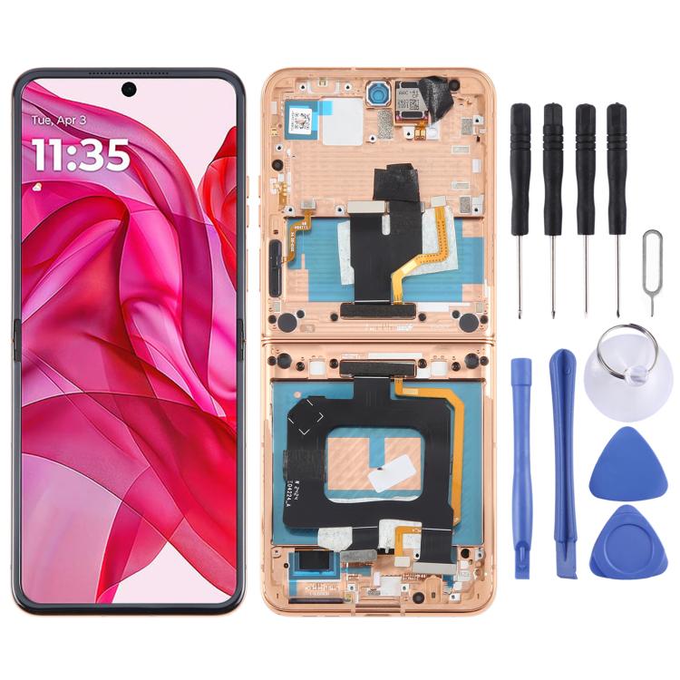 For Motorola Razr+ 2024 Original LCD Screen Digitizer Full Assembly with Frame (Gold) - free shipping - PMC TechLife - Order now!