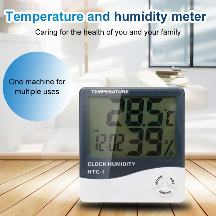 3.8 inch LCD Digital Temperature & Humidity Meter with Clock / Calendar (HTC-1)(White) - Indoor Thermometer by PMC TechLife | Online Shopping South Africa | PMC TechLife | Buy Now Pay Later Mobicred