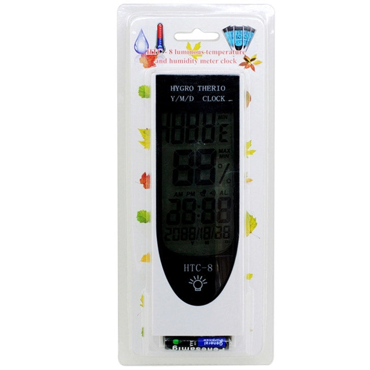 HTC-8 Luminous LCD Digital LED Night Light Thermometer Backlight Hygrometer Humidity Meter, with Alarm / Date / Clock / Calendar - Thermostat & Thermometer by PMC TechLife | Online Shopping South Africa | PMC TechLife | Buy Now Pay Later Mobicred
