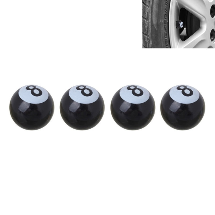 Universal 8mm American Billiards No.8 Ball Style Plastic Car Tire Valve Caps, Pack of 4(Black) - Tire Valve Caps by PMC TechLife | Online Shopping South Africa | PMC TechLife | Buy Now Pay Later Mobicred