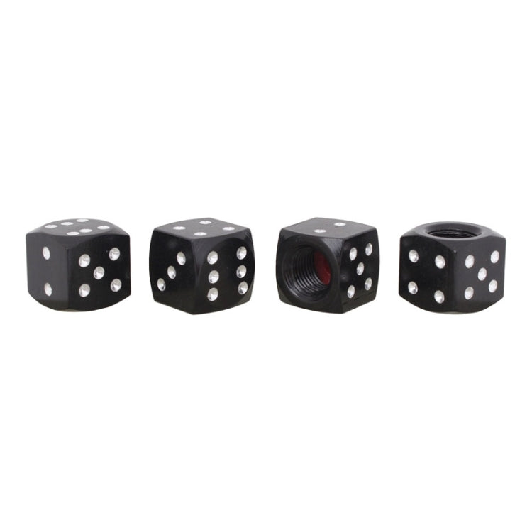 Universal 8mm Dice Style Aluminium Alloy Car Tire Valve Caps, Pack of 4(Black) - Tire Valve Caps by PMC TechLife | Online Shopping South Africa | PMC TechLife | Buy Now Pay Later Mobicred