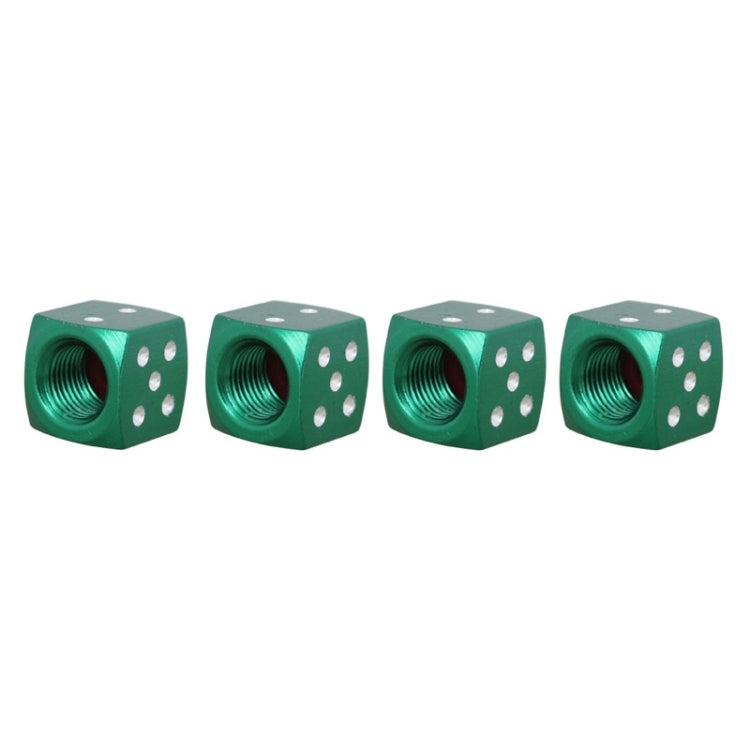 Universal 8mm Dice Style Aluminium Alloy Car Tire Valve Caps, Pack of 4(Green) - free shipping - PMC TechLife - Order now!