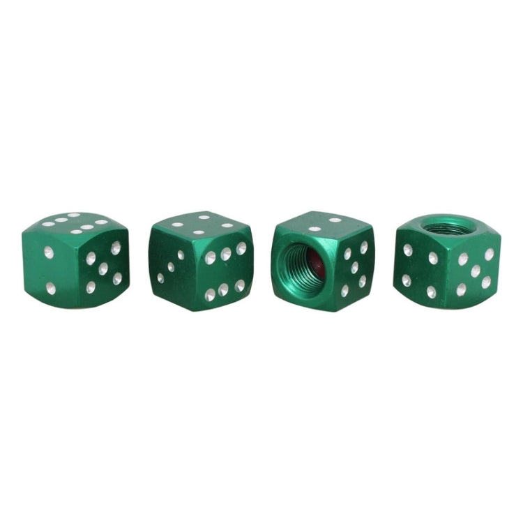 Universal 8mm Dice Style Aluminium Alloy Car Tire Valve Caps, Pack of 4(Green) - free shipping - PMC TechLife - Order now!