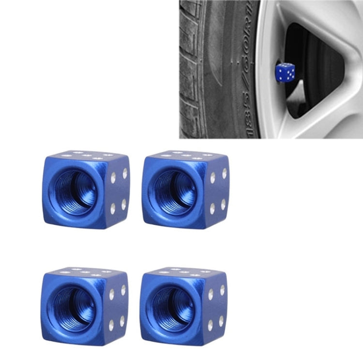 Universal 8mm Dice Style Aluminium Alloy Car Tire Valve Caps, Pack of 4(Blue) - Tire Valve Caps by PMC TechLife | Online Shopping South Africa | PMC TechLife | Buy Now Pay Later Mobicred
