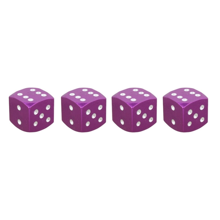 Universal 8mm Dice Style Aluminium Alloy Car Tire Valve Caps, Pack of 4(Purple) - Tire Valve Caps by PMC TechLife | Online Shopping South Africa | PMC TechLife | Buy Now Pay Later Mobicred