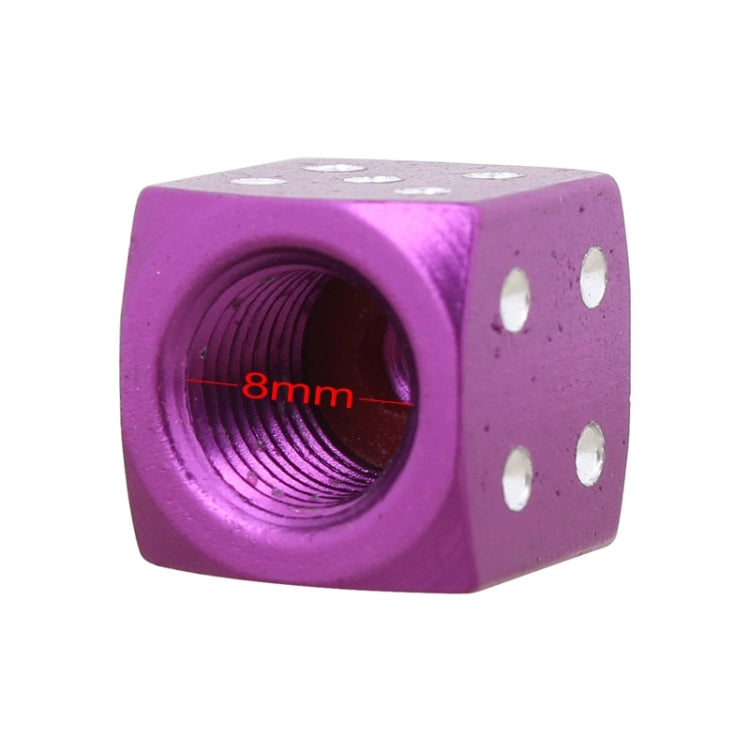 Universal 8mm Dice Style Aluminium Alloy Car Tire Valve Caps, Pack of 4(Purple) - Tire Valve Caps by PMC TechLife | Online Shopping South Africa | PMC TechLife | Buy Now Pay Later Mobicred
