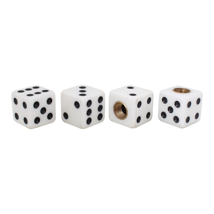 Universal 8mm Dice Style Plastic Car Tire Valve Caps, Pack of 4(White) - Tire Valve Caps by PMC TechLife | Online Shopping South Africa | PMC TechLife | Buy Now Pay Later Mobicred