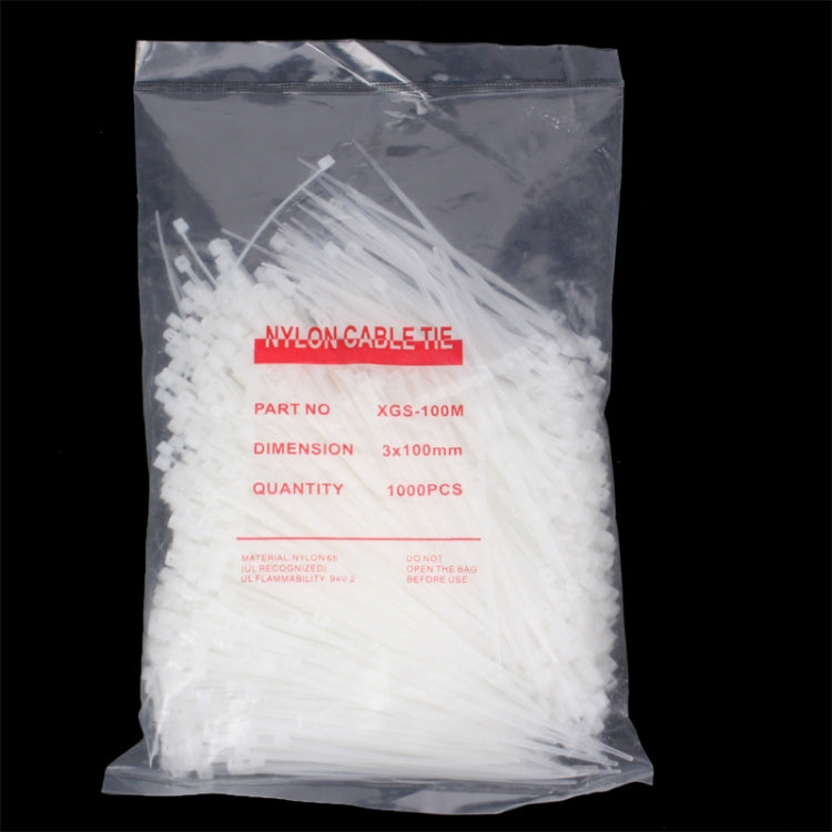 10cm Self-Locking Nylon Cable Wire Zip Ties (1000pcs in one packing, the price is for 1000pcs)(White) - Booster Cable & Clip by PMC TechLife | Online Shopping South Africa | PMC TechLife | Buy Now Pay Later Mobicred