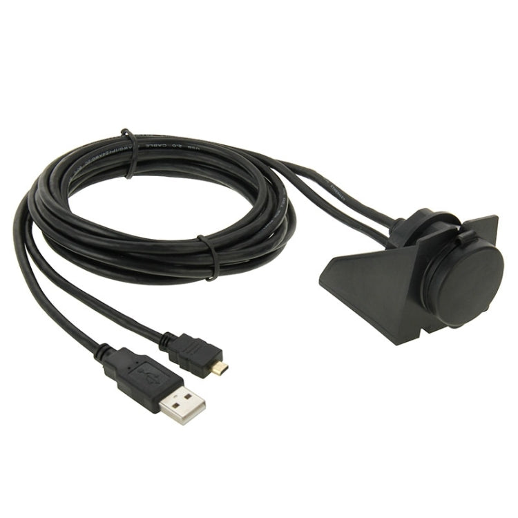 USB 2.0 & Micro HDMI (Type-D) Male to USB 2.0 & HDMI (Type-A) Female Adapter Cable with Car Flush Mount, Length: 2m - DIY Cables by PMC TechLife | Online Shopping South Africa | PMC TechLife | Buy Now Pay Later Mobicred