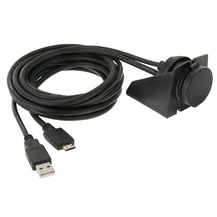 USB 2.0 & Mini HDMI (Type-C) Male to USB 2.0 & HDMI (Type-A) Female Adapter Cable with Car Flush Mount, Length: 2m - DIY Cables by PMC TechLife | Online Shopping South Africa | PMC TechLife | Buy Now Pay Later Mobicred