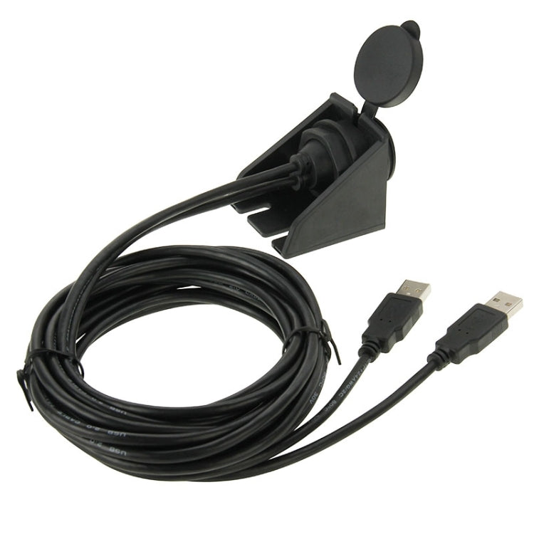2 USB 2.0 Male to Female Extension Cable with Car Flush Mount, Length: 2m - DIY Cables by PMC TechLife | Online Shopping South Africa | PMC TechLife