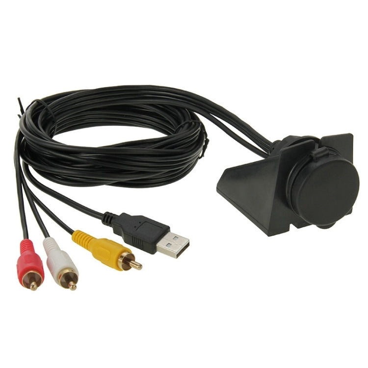 USB 2.0 & 3 RCA Male to USB 2.0 & 3.5mm Female Adapter Cable with Car Flush Mount, Length: 2m - DIY Cables by PMC TechLife | Online Shopping South Africa | PMC TechLife | Buy Now Pay Later Mobicred
