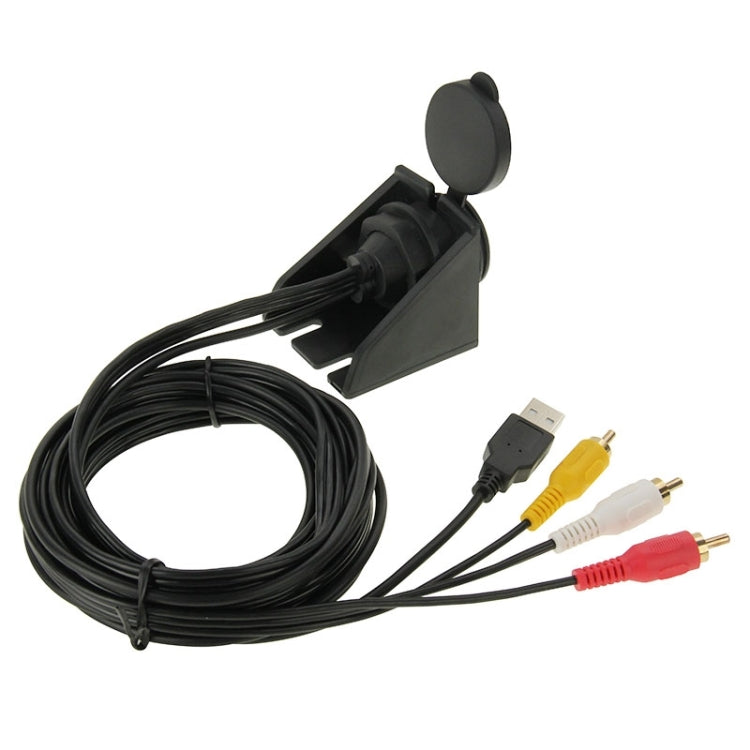USB 2.0 & 3 RCA Male to USB 2.0 & 3.5mm Female Adapter Cable with Car Flush Mount, Length: 2m - DIY Cables by PMC TechLife | Online Shopping South Africa | PMC TechLife | Buy Now Pay Later Mobicred