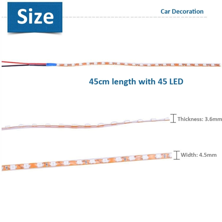 5 PCS Flow Style 45 LED 3528 SMD Waterproof Flexible Car Strip Light for Car Decoration, DC 12V, Length: 45cm - Decorative Lights by PMC TechLife | Online Shopping South Africa | PMC TechLife | Buy Now Pay Later Mobicred
