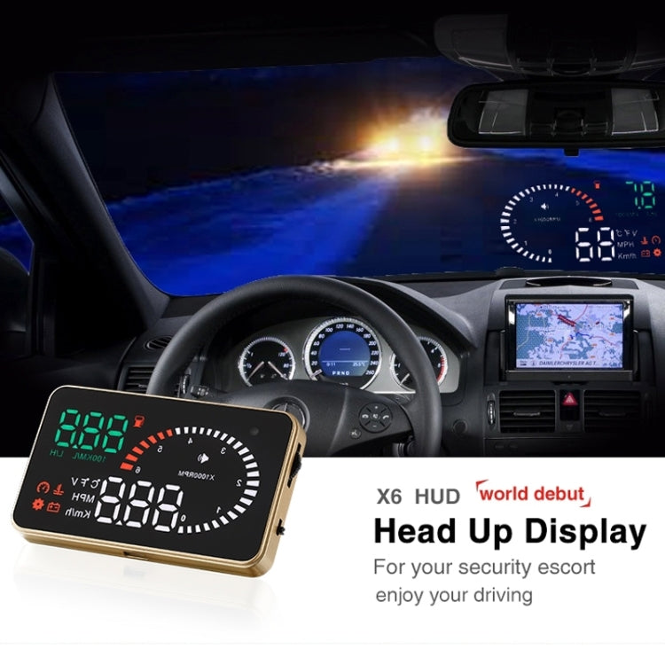 X6 3.5 inch Car OBDII / EUOBD HUD Vehicle-mounted Head Up Display Security System, Support Speed & Water Temperature & Speed Alarm & Fuel Consumption & Battery Voltage, etc. - Head Up Display System by PMC TechLife | Online Shopping South Africa | PMC TechLife | Buy Now Pay Later Mobicred