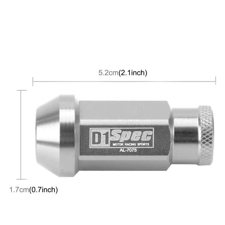 D1 Spec P1.5 M12x1.25 Racing Wheel Nut, Length: 50mm(Silver) - Nuts & Bolts by PMC TechLife | Online Shopping South Africa | PMC TechLife | Buy Now Pay Later Mobicred