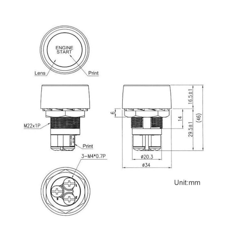Red Light Push Start Ignition Switch for Racing Sport (DC 12V)(Red) - Car Switches by PMC TechLife | Online Shopping South Africa | PMC TechLife | Buy Now Pay Later Mobicred