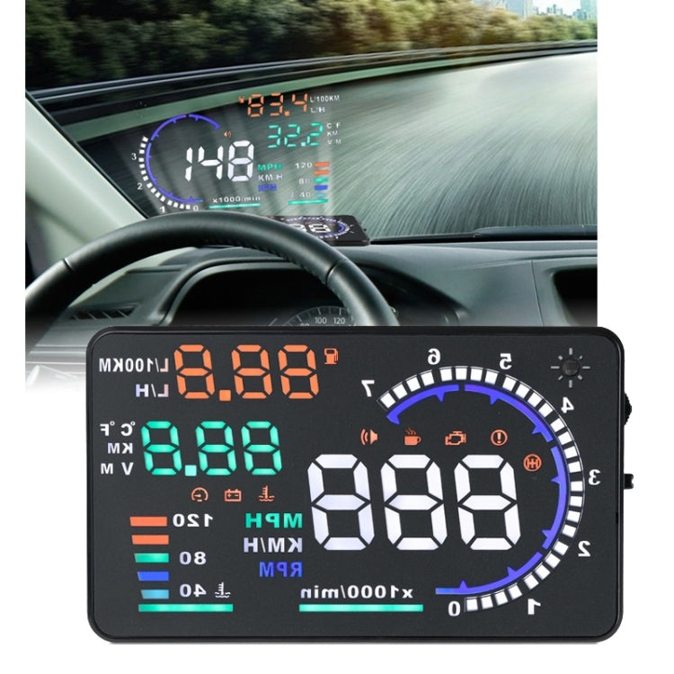 A8 5.5 inch Car OBDII HUD Warning System Vehicle-mounted Head Up Display Projector with LED, Support Fuel Consumption & Over Speed Alarm & Water Temperature & Fault Diagnosis - Head Up Display System by PMC TechLife | Online Shopping South Africa | PMC TechLife | Buy Now Pay Later Mobicred