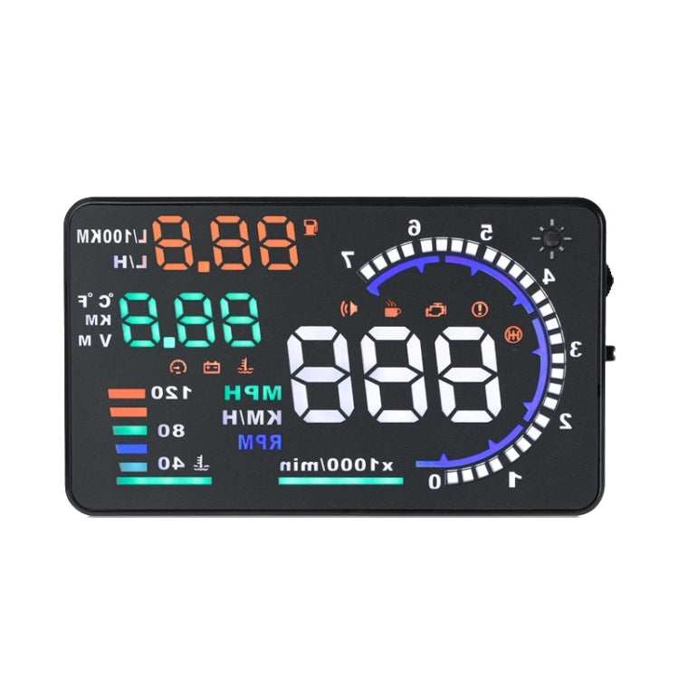 A8 5.5 inch Car OBDII HUD Warning System Vehicle-mounted Head Up Display Projector with LED, Support Fuel Consumption & Over Speed Alarm & Water Temperature & Fault Diagnosis - Head Up Display System by PMC TechLife | Online Shopping South Africa | PMC TechLife | Buy Now Pay Later Mobicred