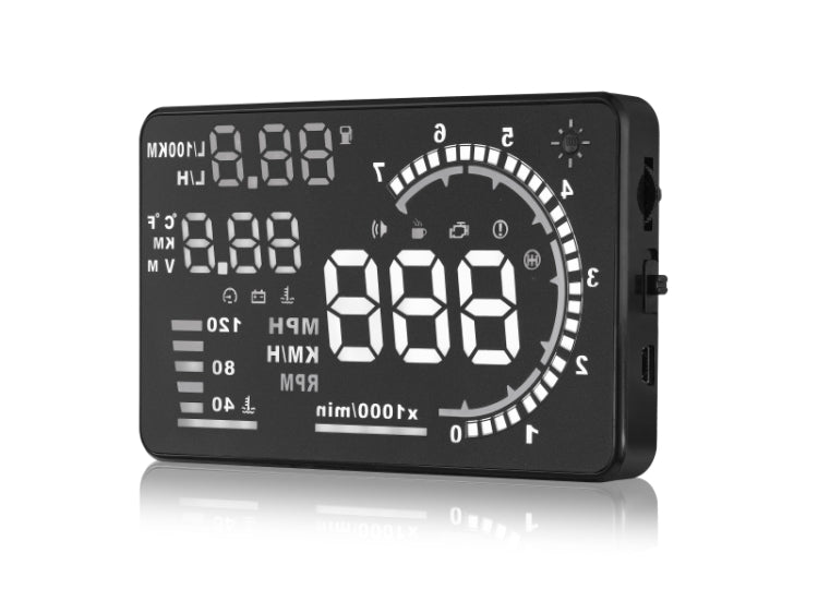 A8 5.5 inch Car OBDII HUD Warning System Vehicle-mounted Head Up Display Projector with LED, Support Fuel Consumption & Over Speed Alarm & Water Temperature & Fault Diagnosis - Head Up Display System by PMC TechLife | Online Shopping South Africa | PMC TechLife | Buy Now Pay Later Mobicred