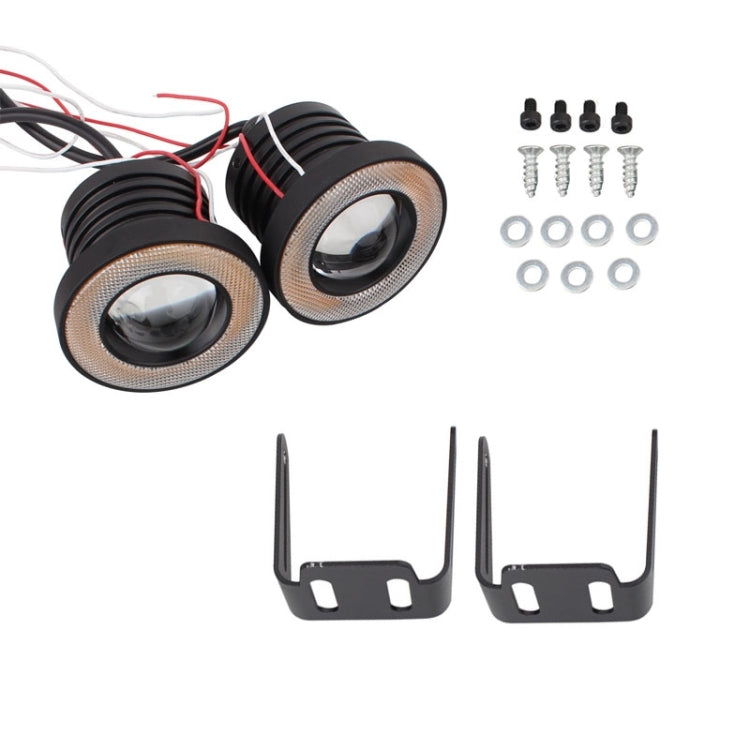 2 PCS 2.5 inch 10W 900LM White + Yellow Light 6500K Waterproof LED Eagle Eye Light for Vehicles, DC 12V, Cable Length: 20cm(Black) - free shipping - PMC TechLife - Order now!