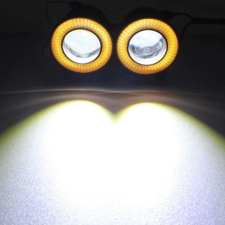 2 PCS 2.5 inch 10W 900LM White + Yellow Light 6500K Waterproof LED Eagle Eye Light for Vehicles, DC 12V, Cable Length: 20cm(Black) - free shipping - PMC TechLife - Order now!