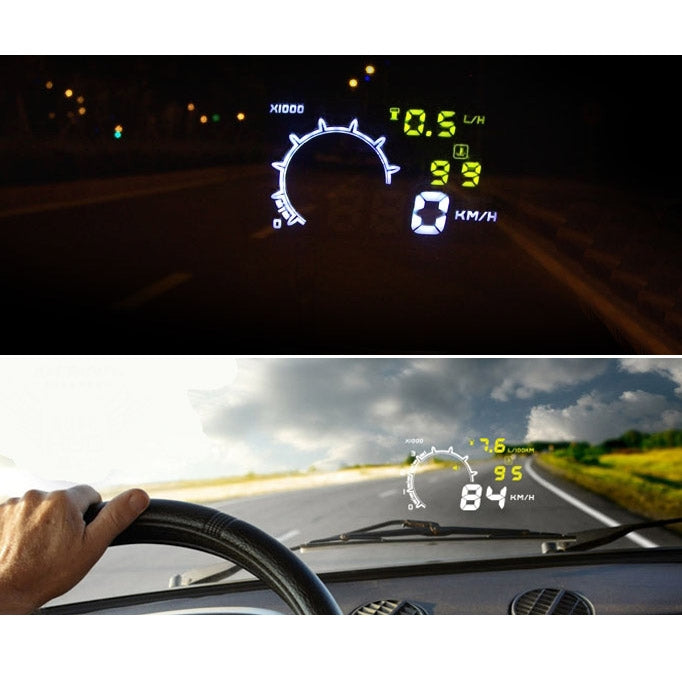 W02 5.5 inch Car OBDII HUD Fuel Consumption Warning System Vehicle-mounted Head Up Display Projector with LED - Head Up Display System by PMC TechLife | Online Shopping South Africa | PMC TechLife | Buy Now Pay Later Mobicred