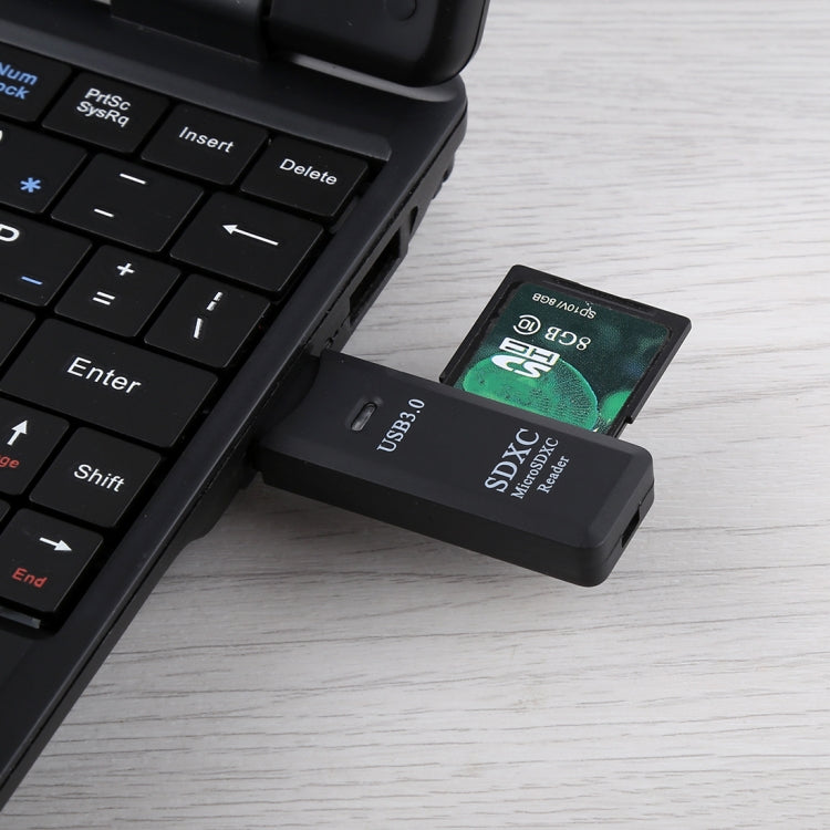 2 in 1 USB 3.0 Card Reader, Super Speed 5Gbps, Support SD Card / TF Card(Black) -  by PMC TechLife | Online Shopping South Africa | PMC TechLife | Buy Now Pay Later Mobicred