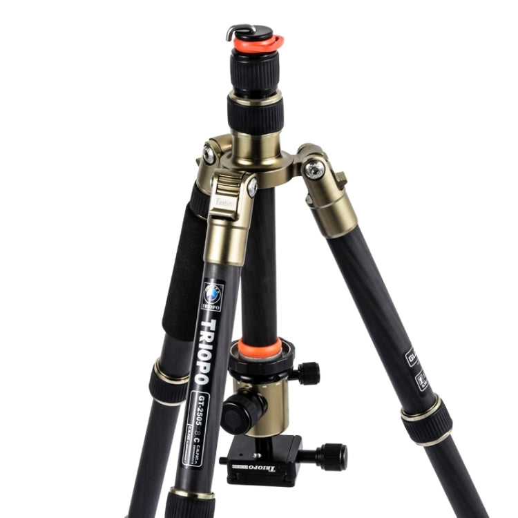 Triopo GT-2505x8.C Adjustable Portable Carbon Fiber Tripod (Gold) with B-1 Aluminum Ball Head (Black) for Canon Nikon Sony DSLR Camera - free shipping - PMC TechLife - Order now!