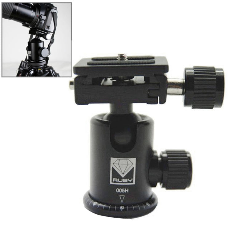 RUBY 005H Aluminium Magnesium Alloy Tripod Ball Head with Quick Release Plate Adapter(Black) - free shipping - PMC TechLife - Order now!