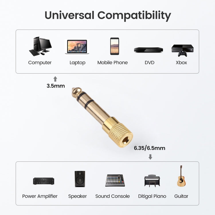 6.35mm Male to 3.5mm Female Audio Jack Adapters (10 Pcs in One Package, the Price is for 10 Pcs) - Connectors & Terminals by PMC TechLife | Online Shopping South Africa | PMC TechLife